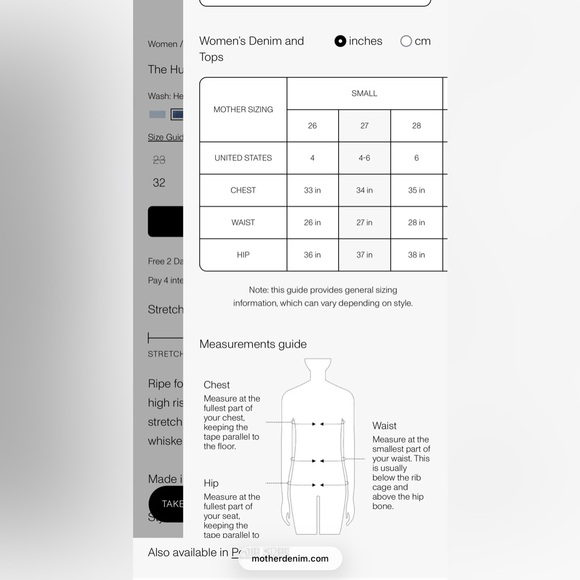 Mother The Hustler Roller Heel High Waisted Wide Leg 70’s Blue Jeans 33” Sz 26/4 - Picture 15 of 16